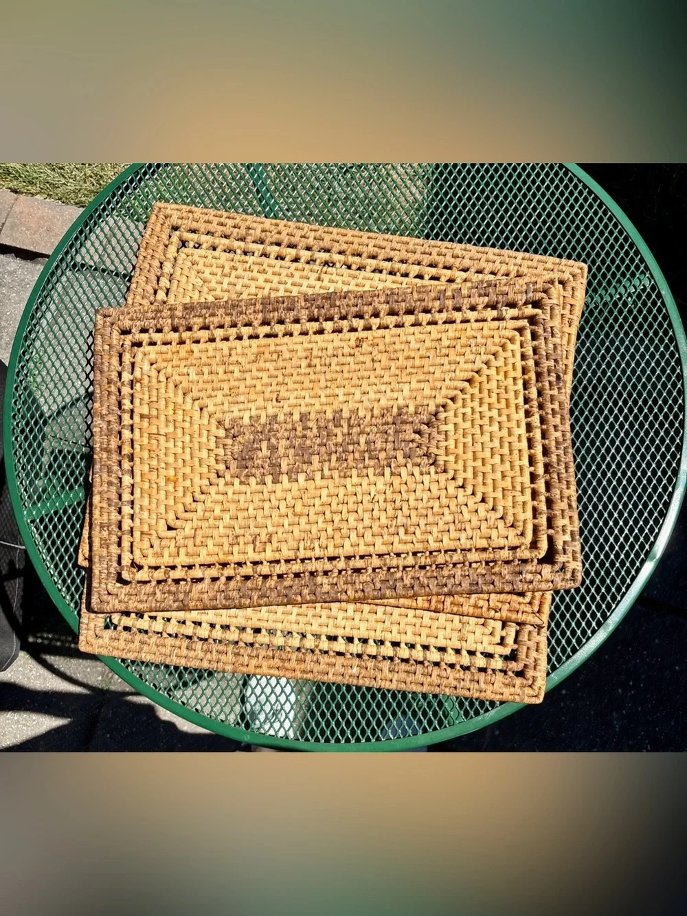 Woven Natural and Brown Rectangular Placemats - Set of 4